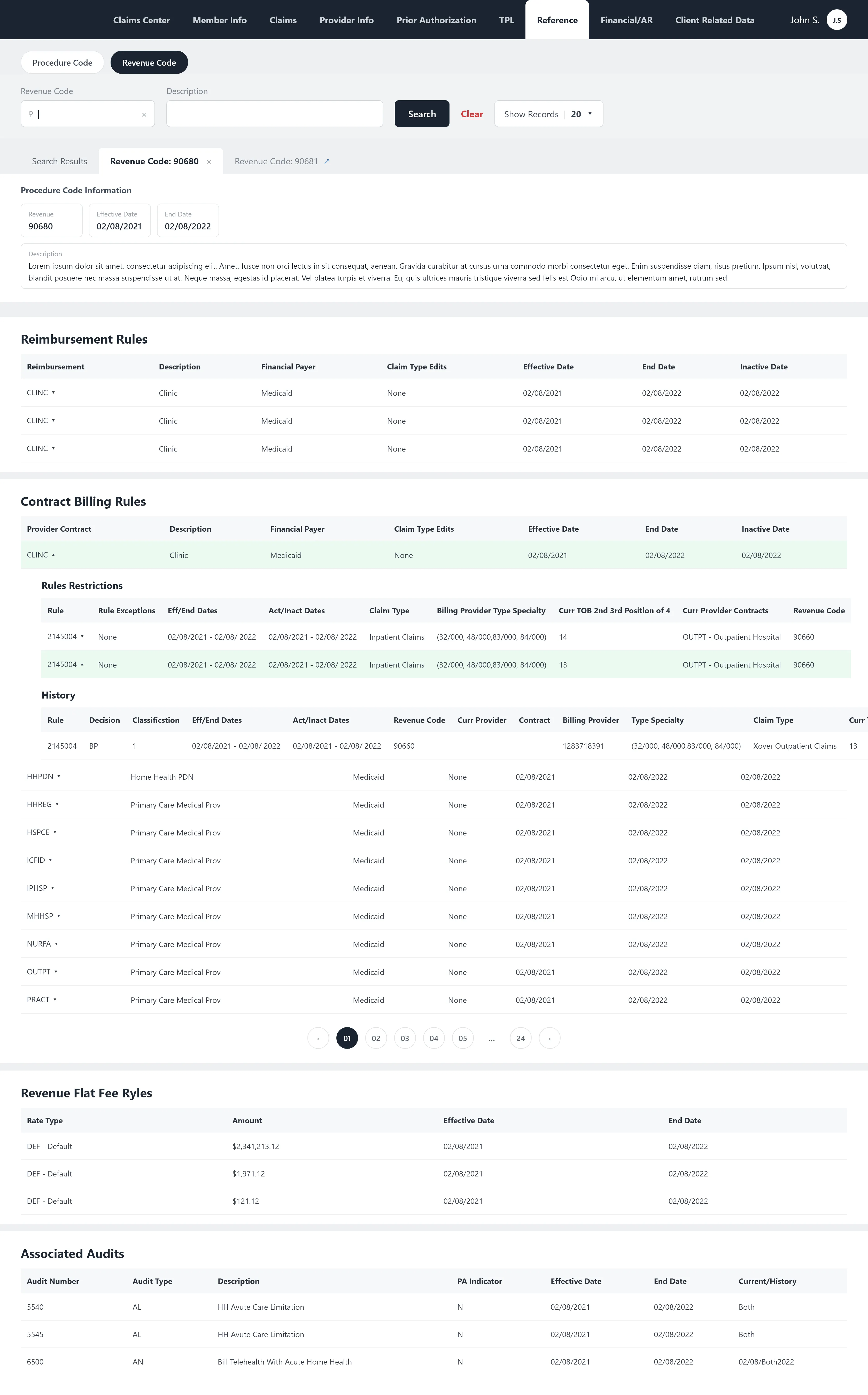 Medicaid Solutions — Reference — revenue codes (illustrative reconstruction)